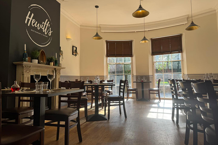 Interior dining area at Hewitt's Restaurant on Lugley Street in Newport