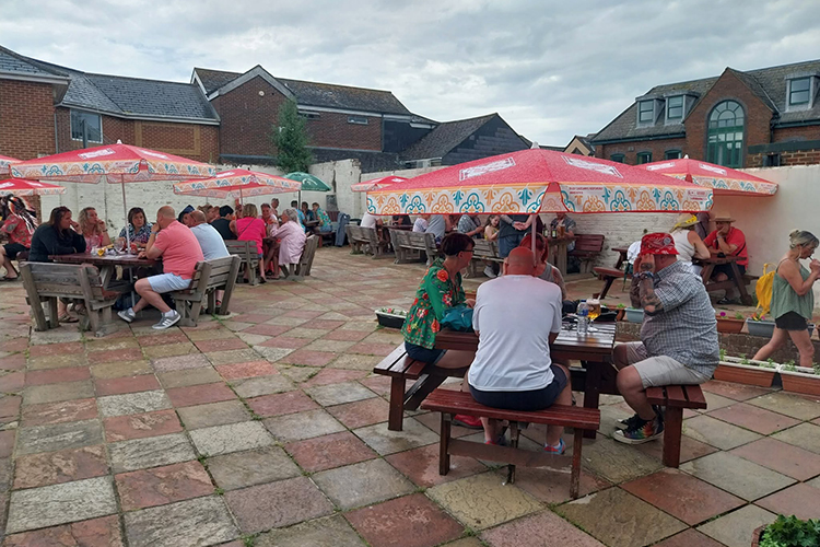The Beer Garden at The George Inn in Newport, Isle of Wight